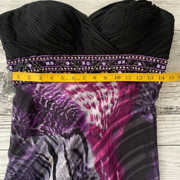 Y2K May Queen Couture Strapless Sheer Animal Print Chiffon Sequin Maxi Gown - Picture 10 of 16